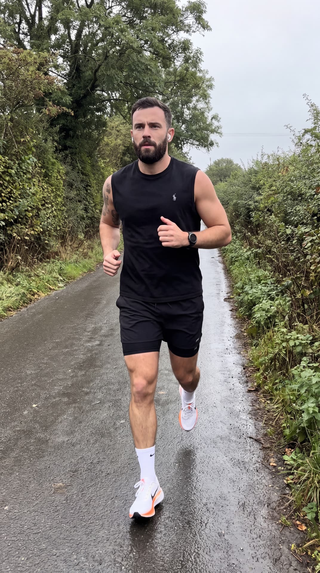 Creator running on a country road
